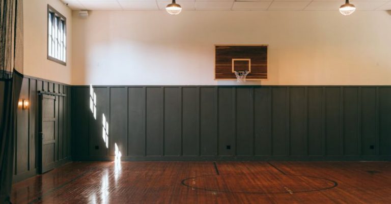 Complex Multiplayer Games - Interior of indoors basketball court in sports center